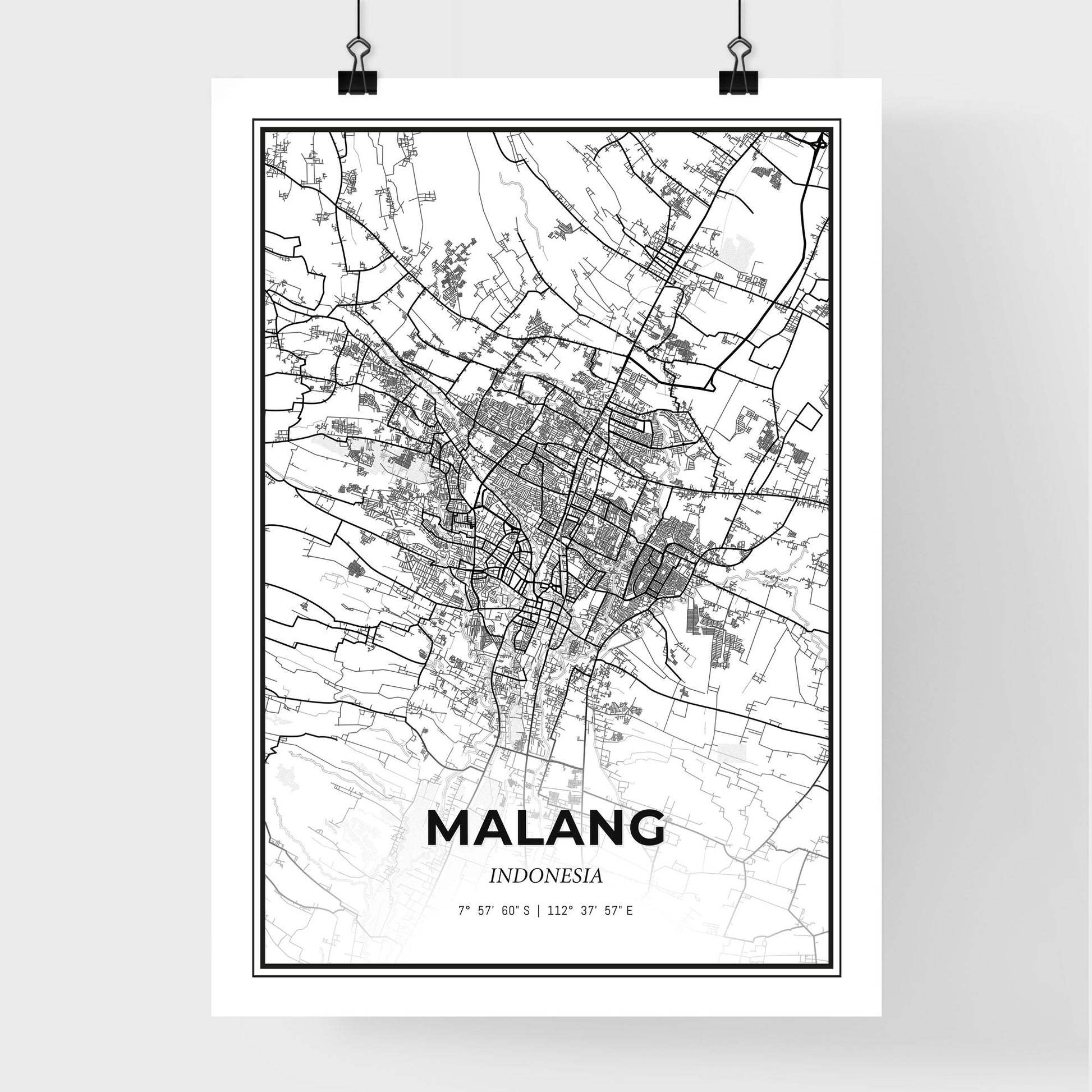 Malang Indonesia - Premium City Map Poster