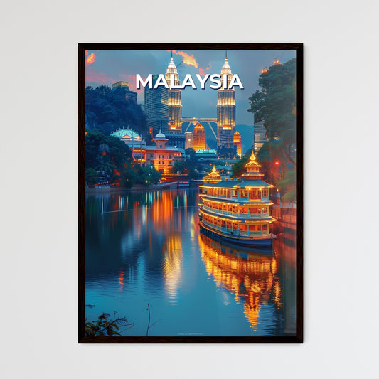 River Boat Cityscape Malaysia Art Southeast Asia Painting Vibrant