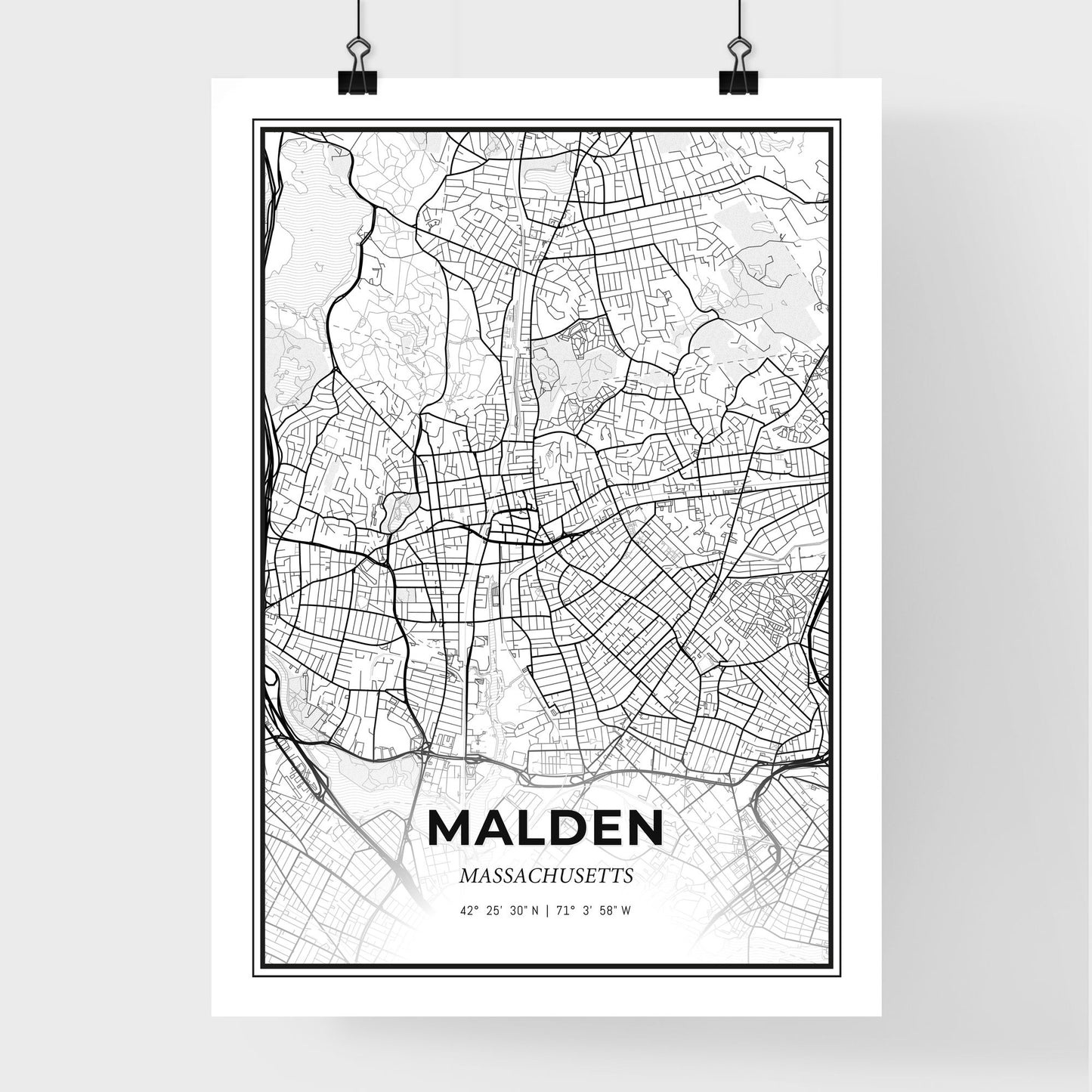 Malden Massachusetts - Premium City Map Poster