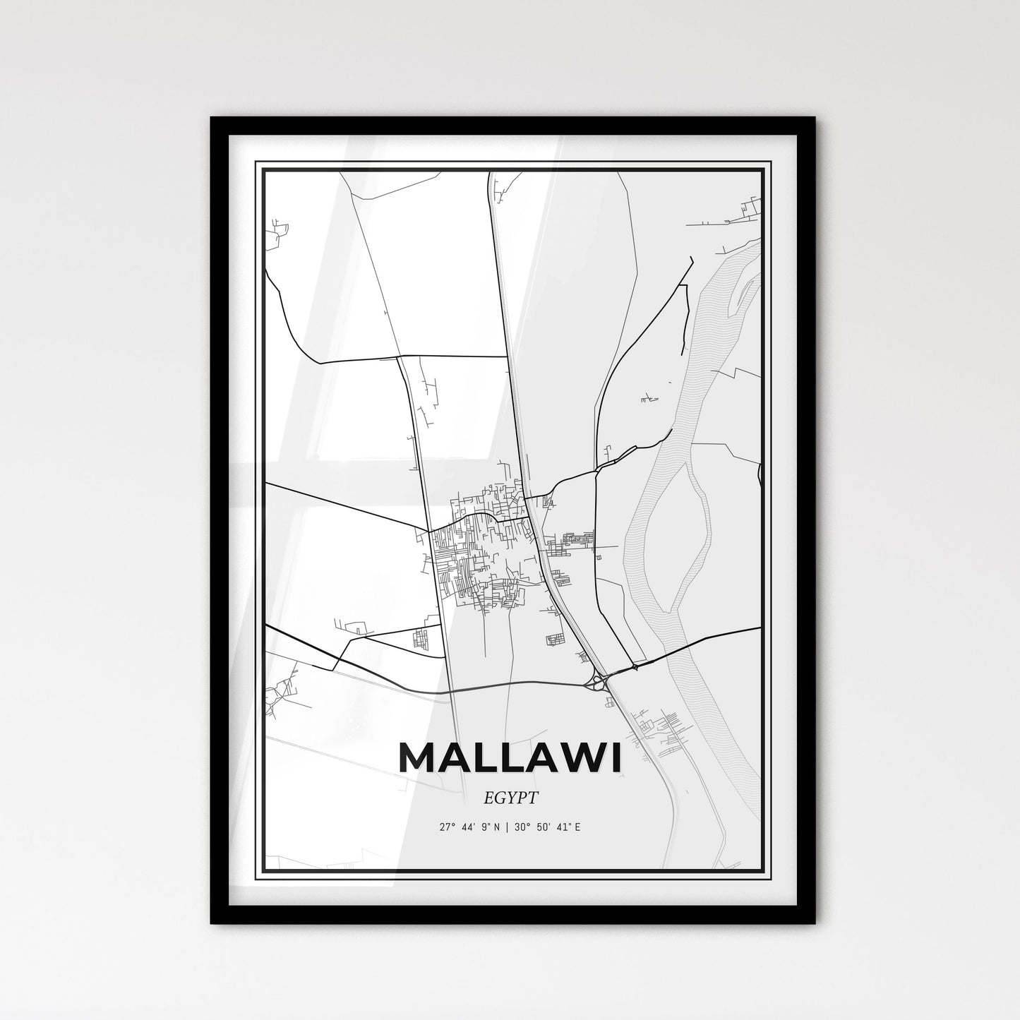 Mallawi Egypt - Scandinavian Style City Map for Modern Home Decor