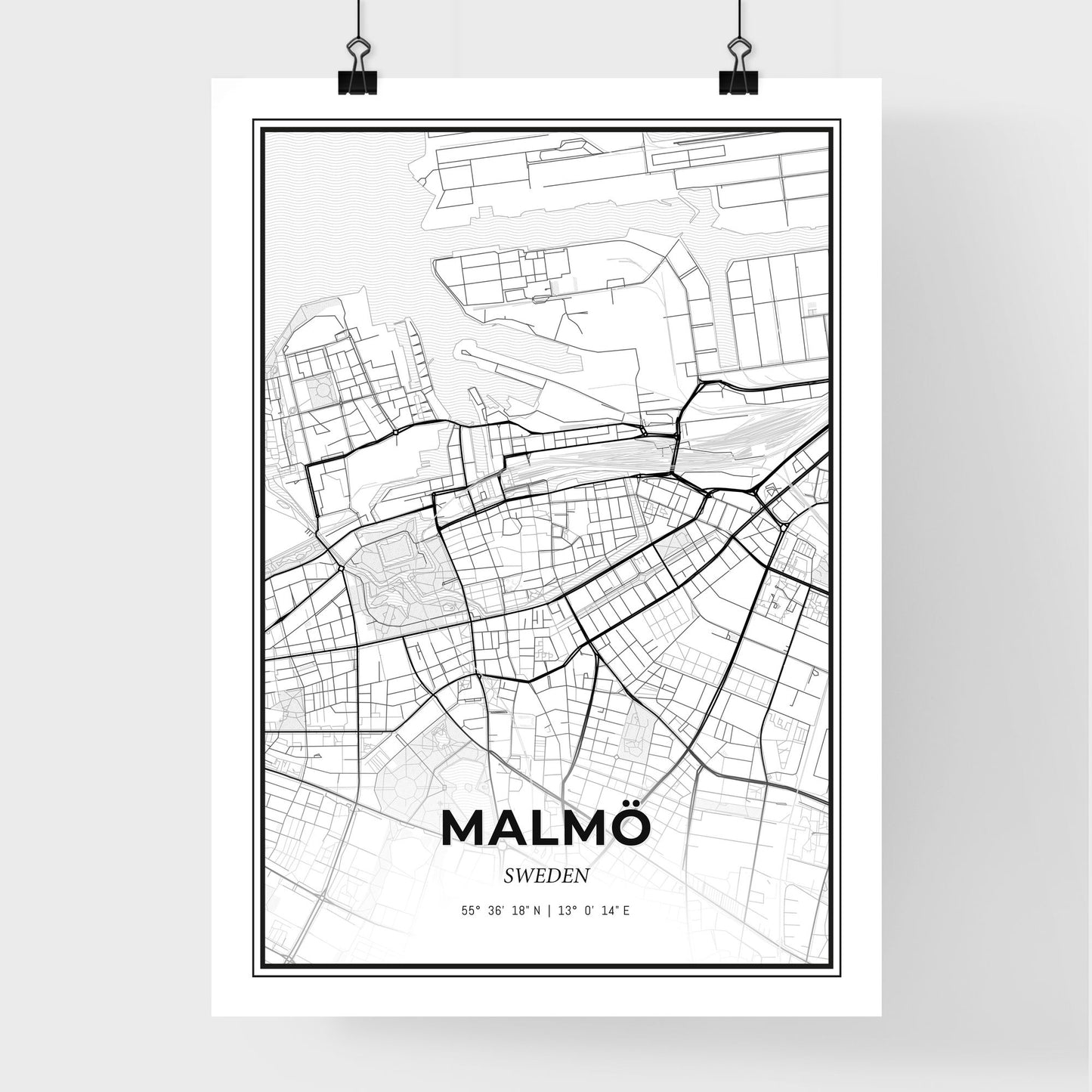 Malmö Sweden - Premium City Map Poster