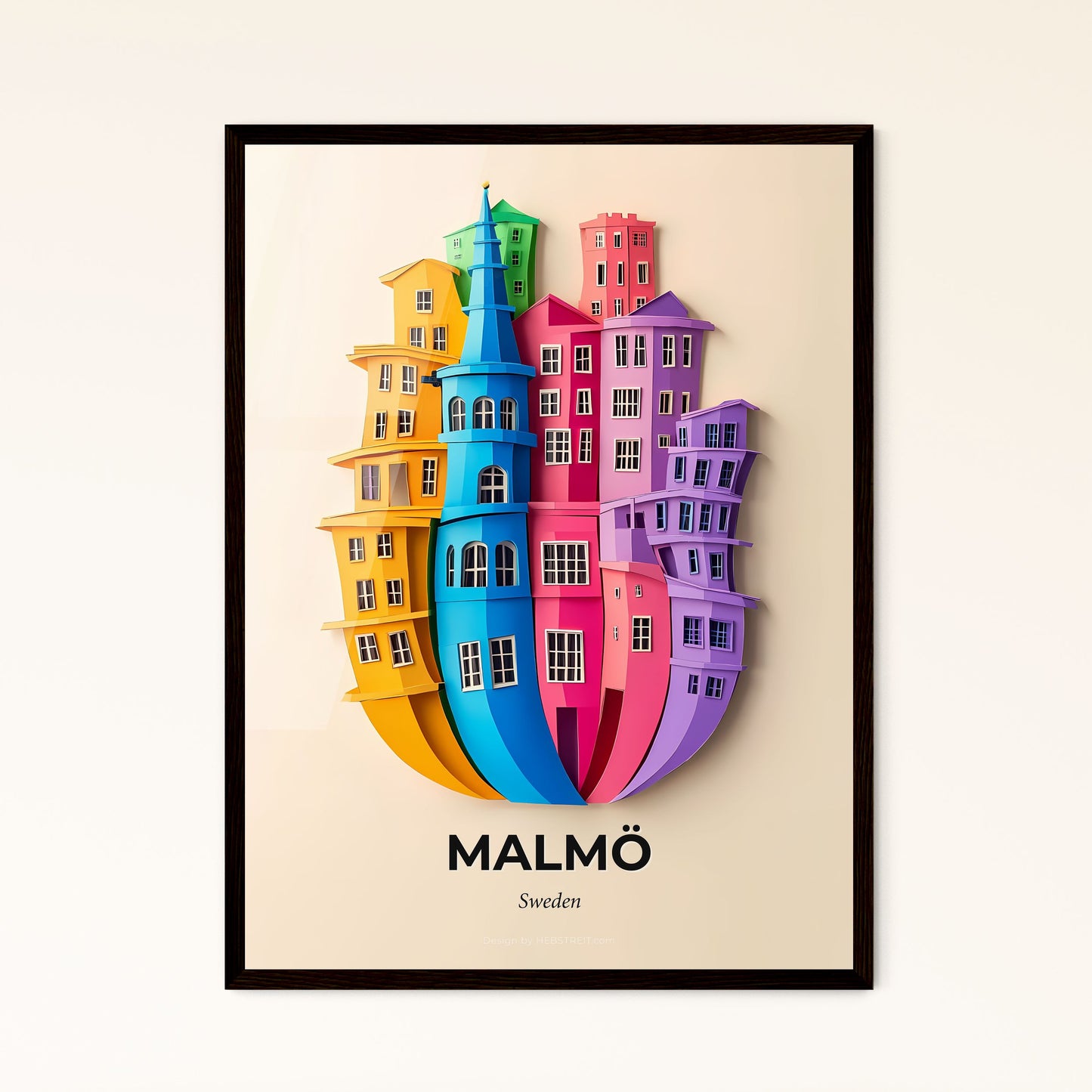 Vivid Malmö, Sweden - a clock made of paper with a building in the middle