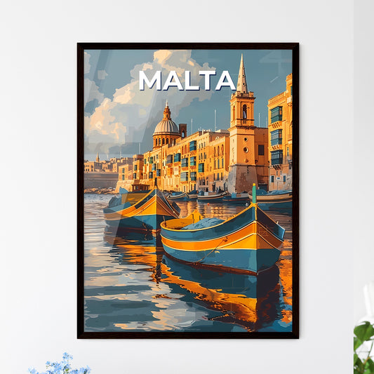 Malta Art, Boats, Building, Europe, Painting, Sea, Water