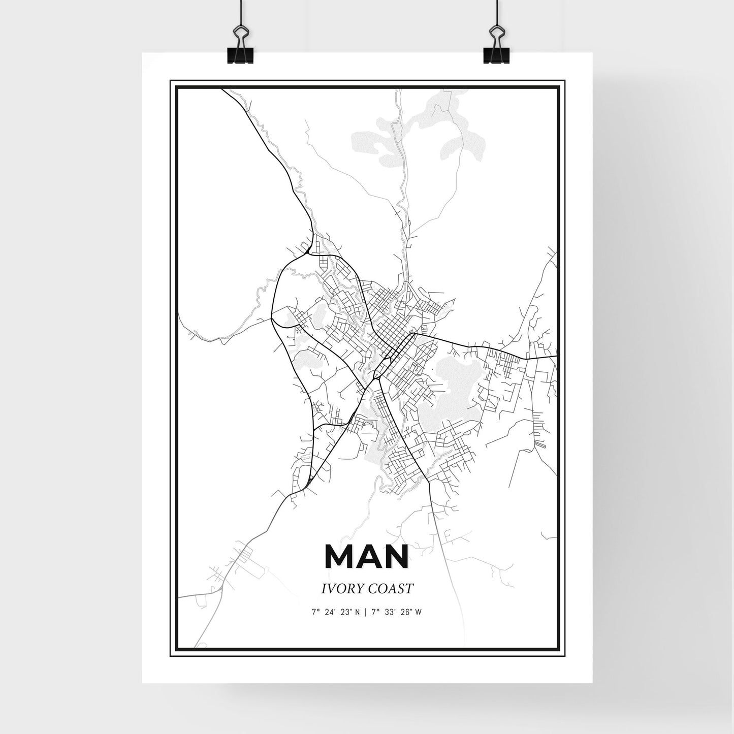 Man Ivory Coast - Premium City Map Poster