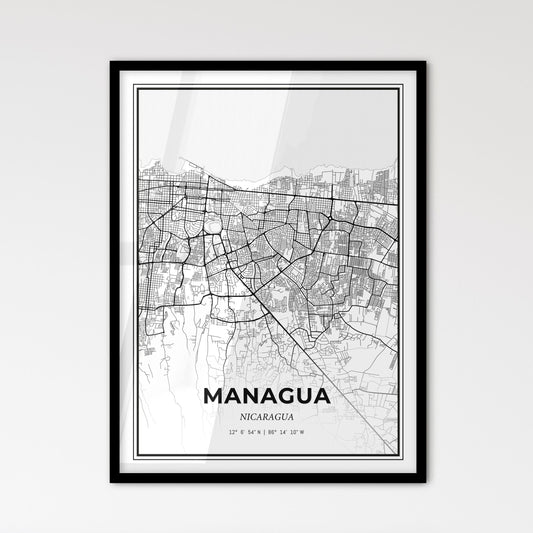 Managua Nicaragua - Scandinavian Style City Map for Modern Home Decor