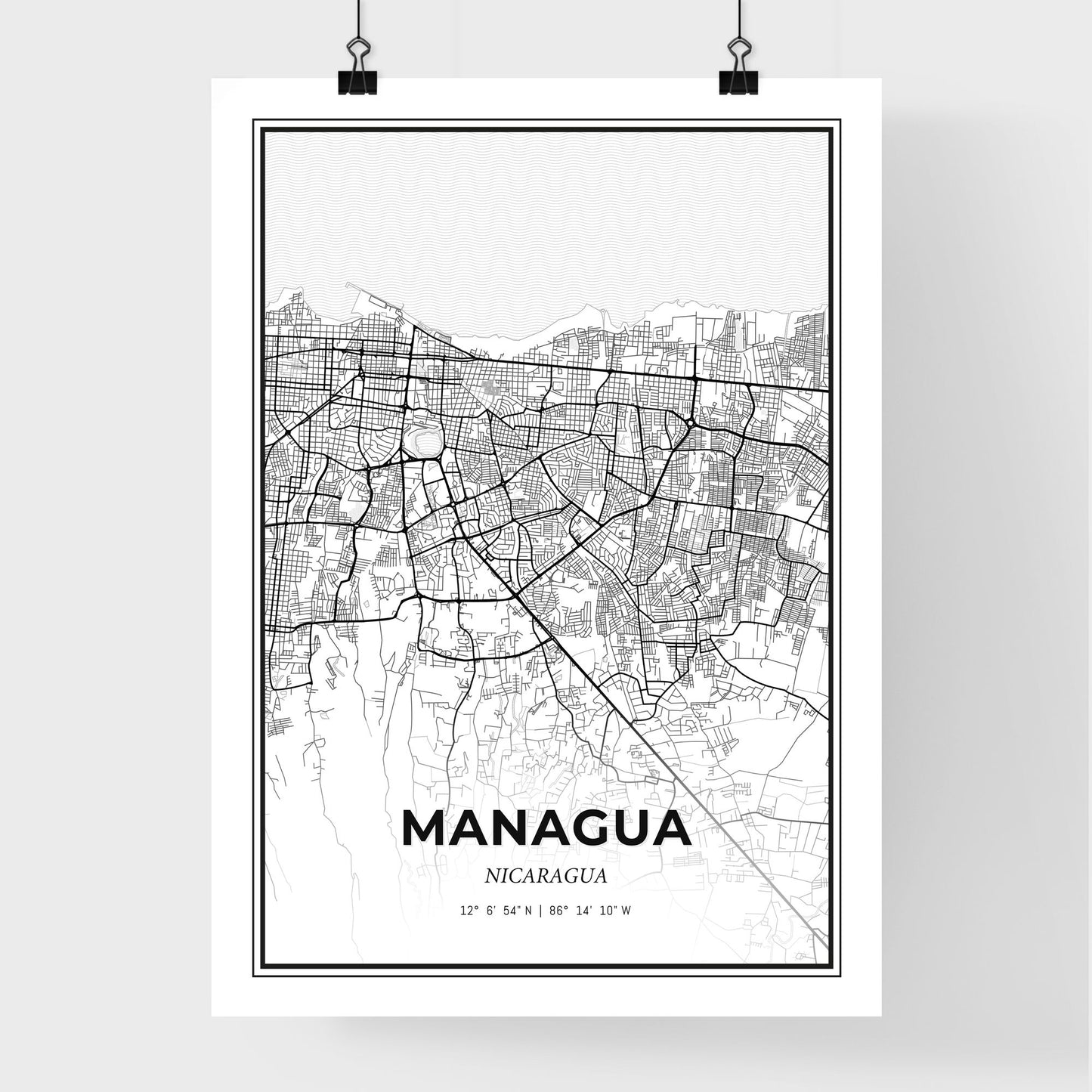 Managua Nicaragua - Premium City Map Poster