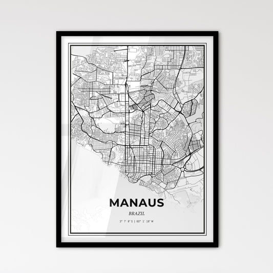 Manaus Brazil - Scandinavian Style City Map for Modern Home Decor