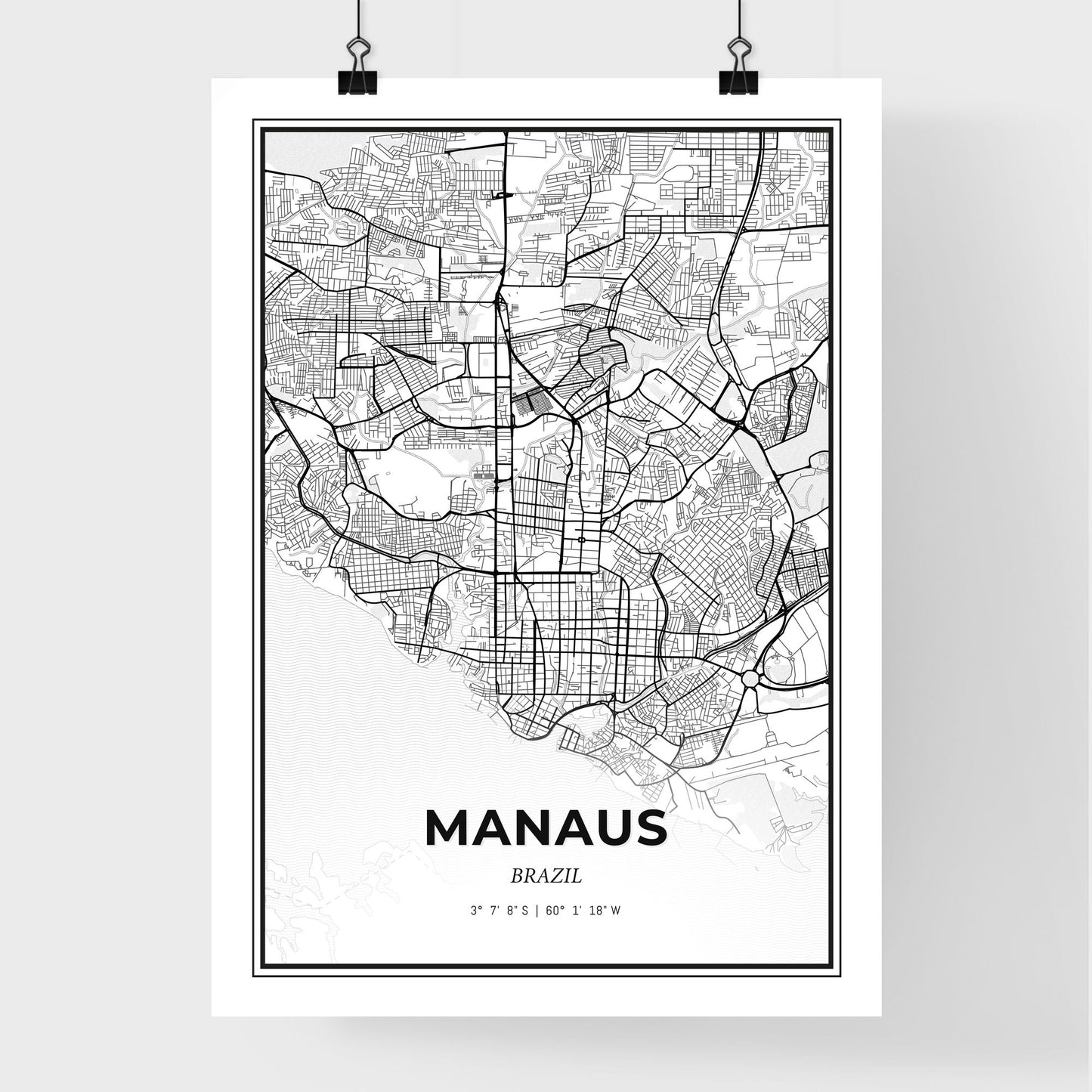 Manaus Brazil - Premium City Map Poster