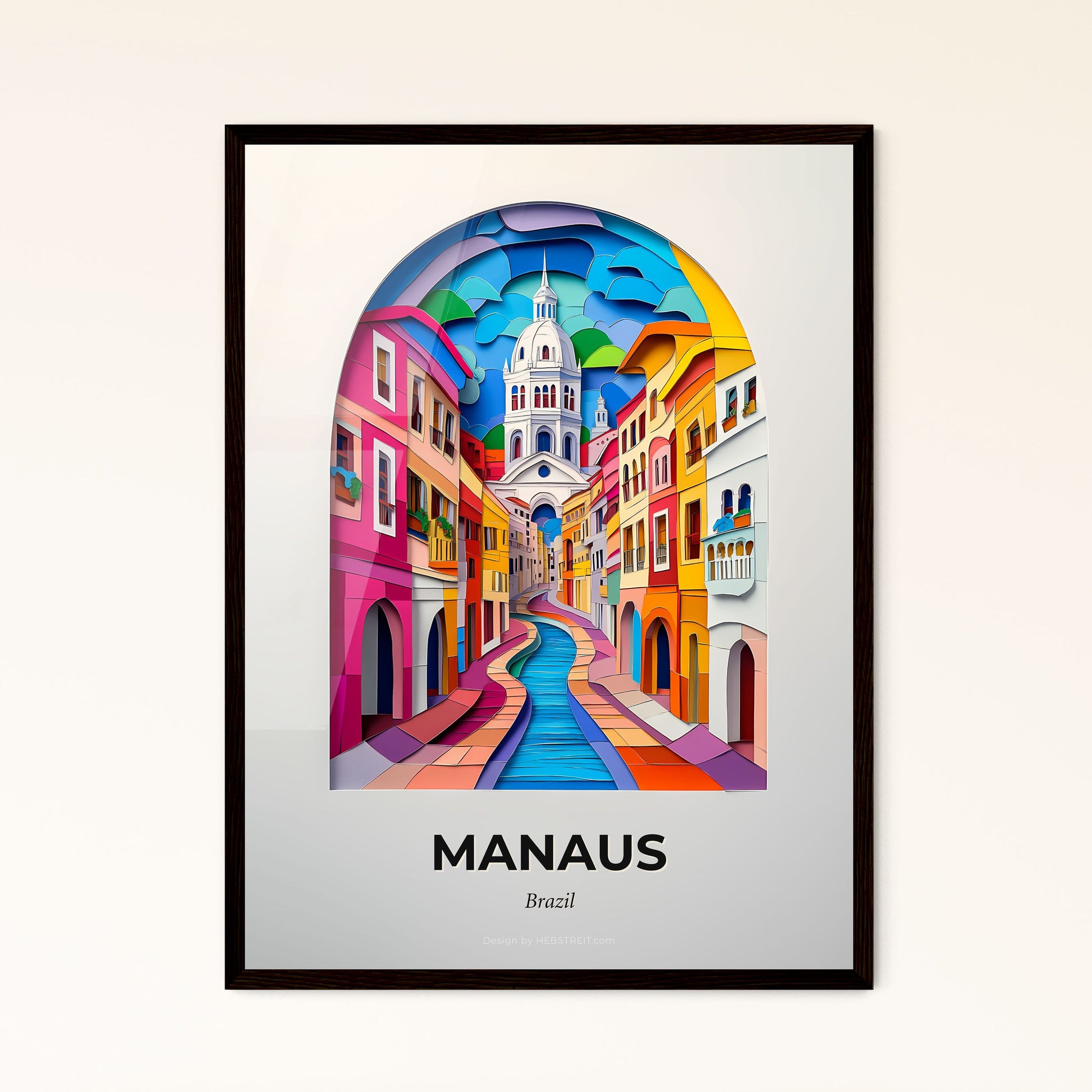 Vivid Manaus, Brazil - a colorful city street with a clock tower