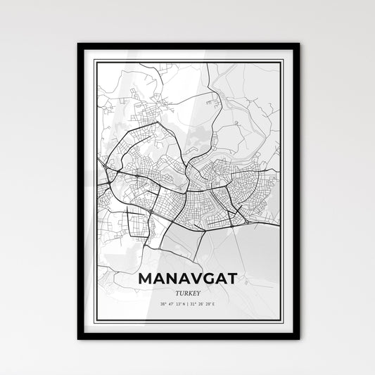 Manavgat Turkey - Scandinavian Style City Map for Modern Home Decor