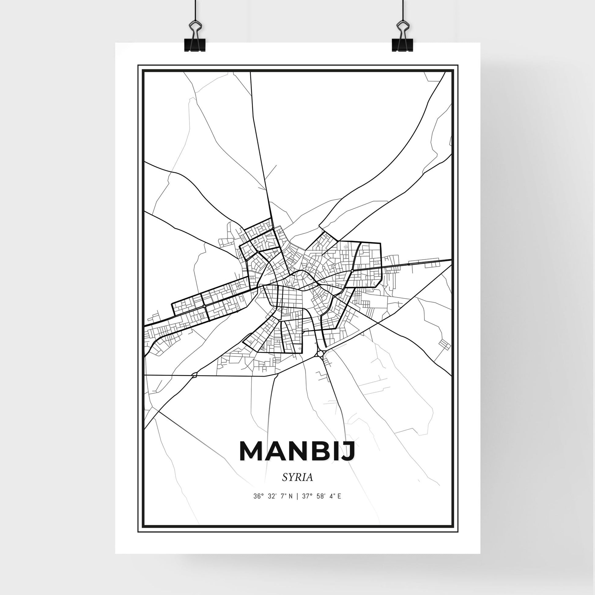 Manbij Syria - Premium City Map Poster