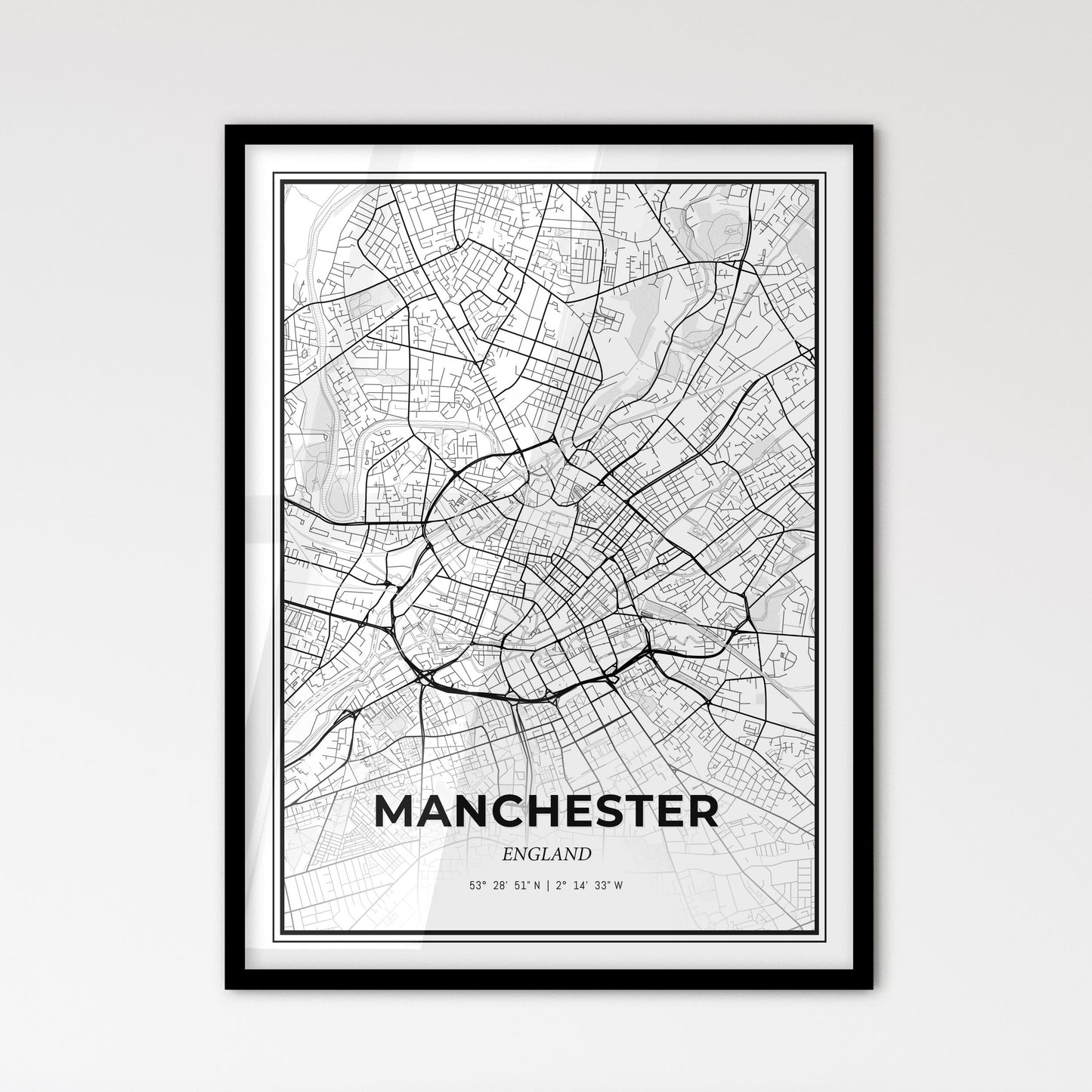 Manchester England - Scandinavian Style City Map for Modern Home Decor