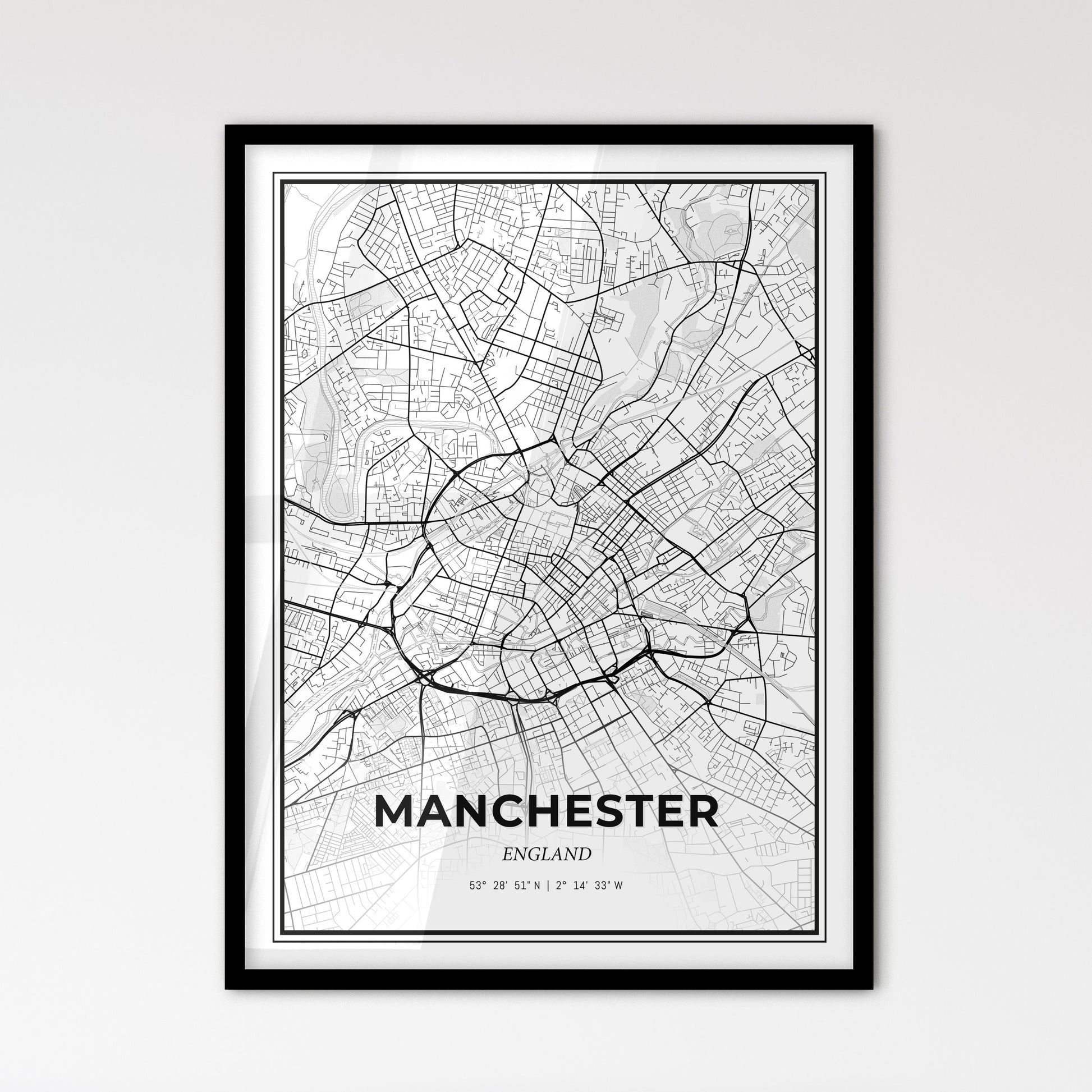 Manchester England - Scandinavian Style City Map for Modern Home Decor