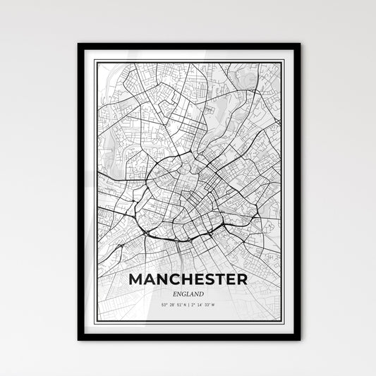 Manchester England - Scandinavian Style City Map for Modern Home Decor