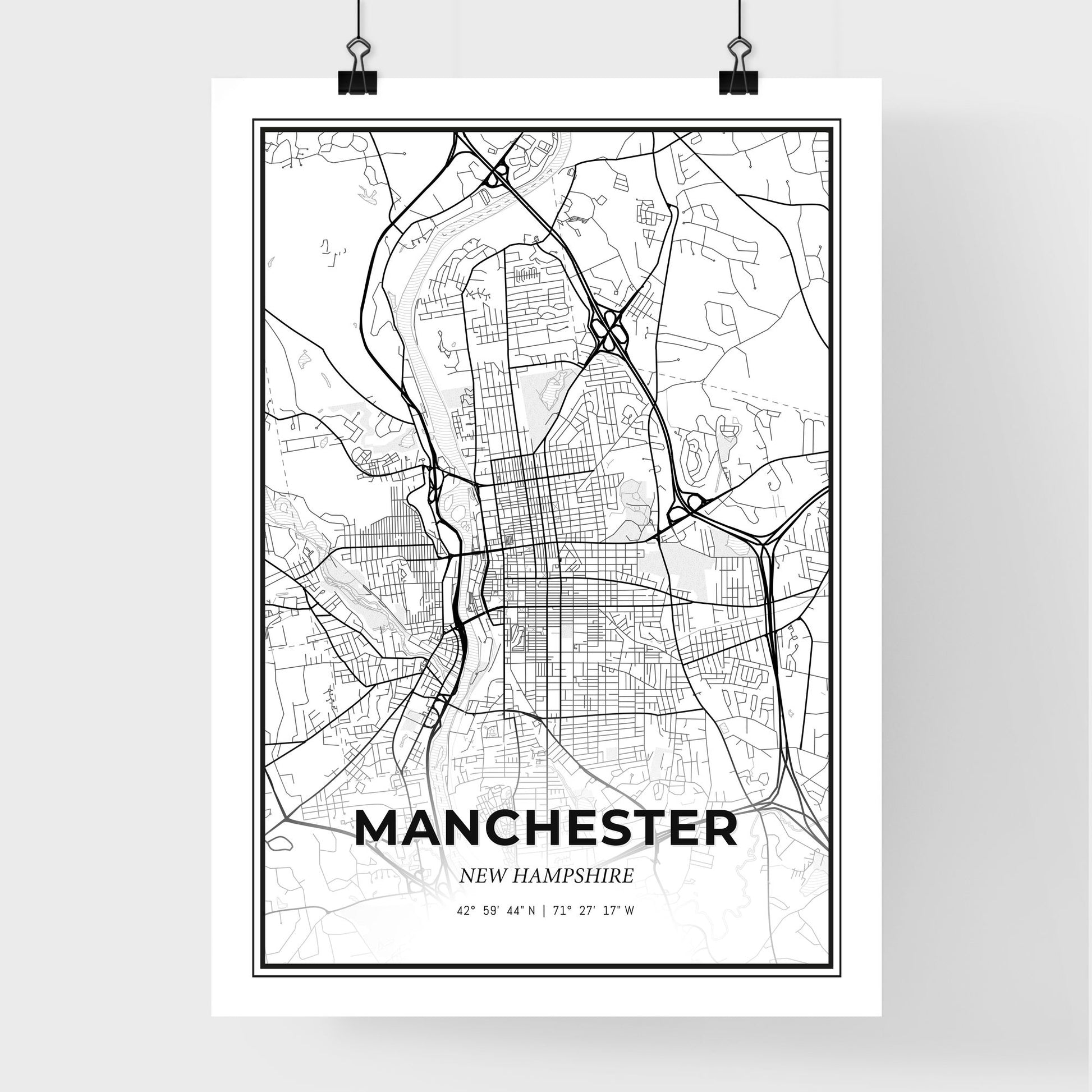 Manchester New Hampshire - Premium City Map Poster