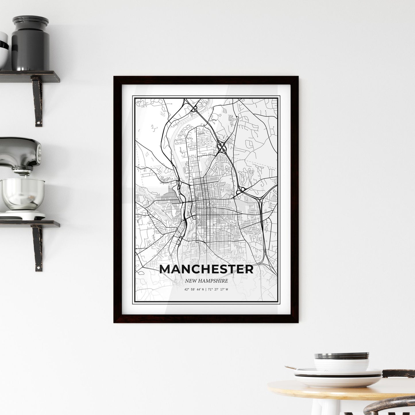 Manchester New Hampshire - Minimal City Map