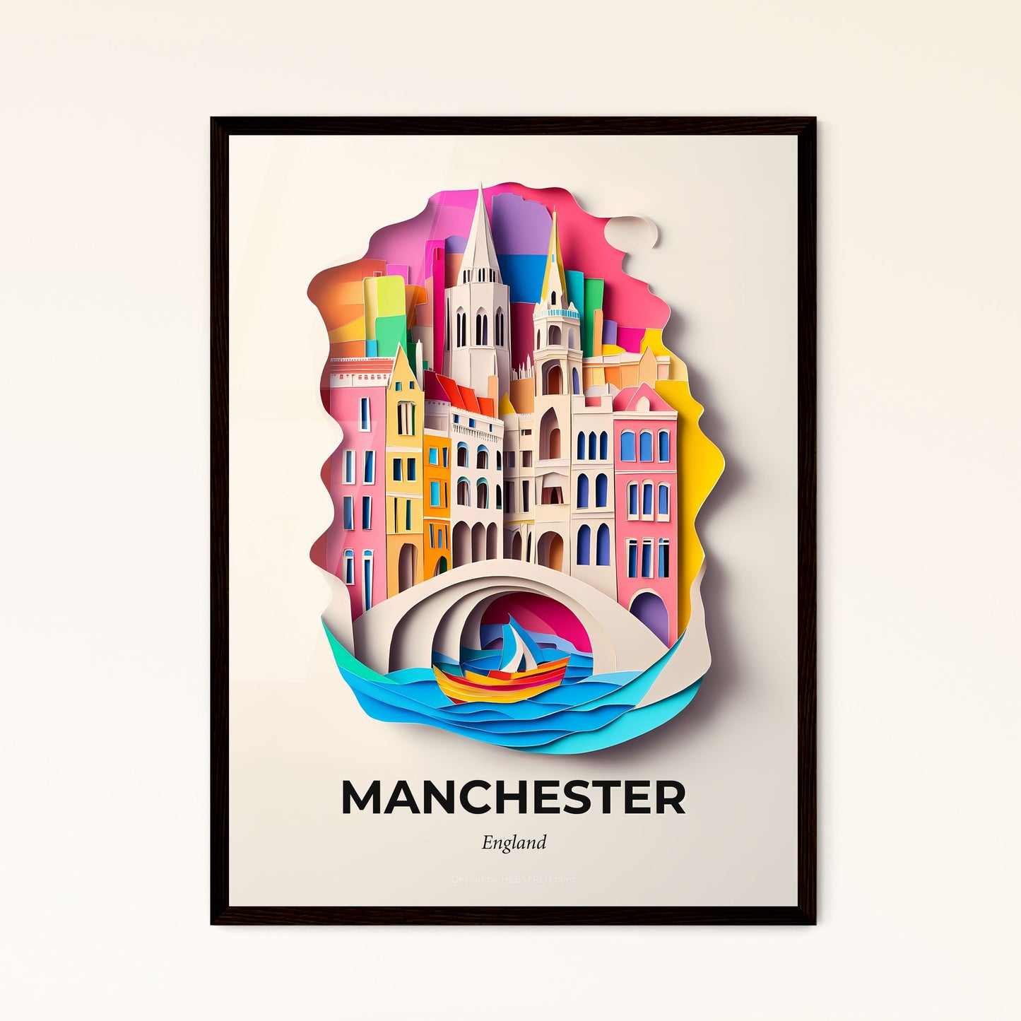 Vivid Manchester, England - a paper cut of a city with a boat