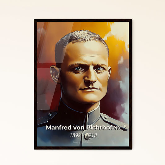 Portrait of Manfred von Richthofen, 1892 - 1918. Impressionistic painting of a man in a military uniform.