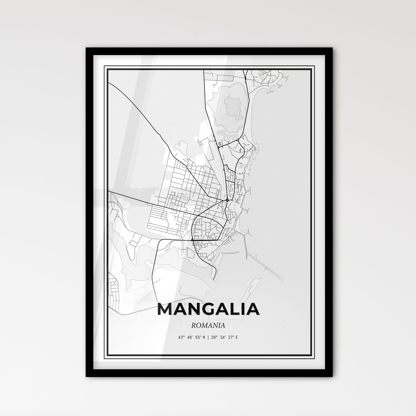 Mangalia Romania - Scandinavian Style City Map for Modern Home Decor