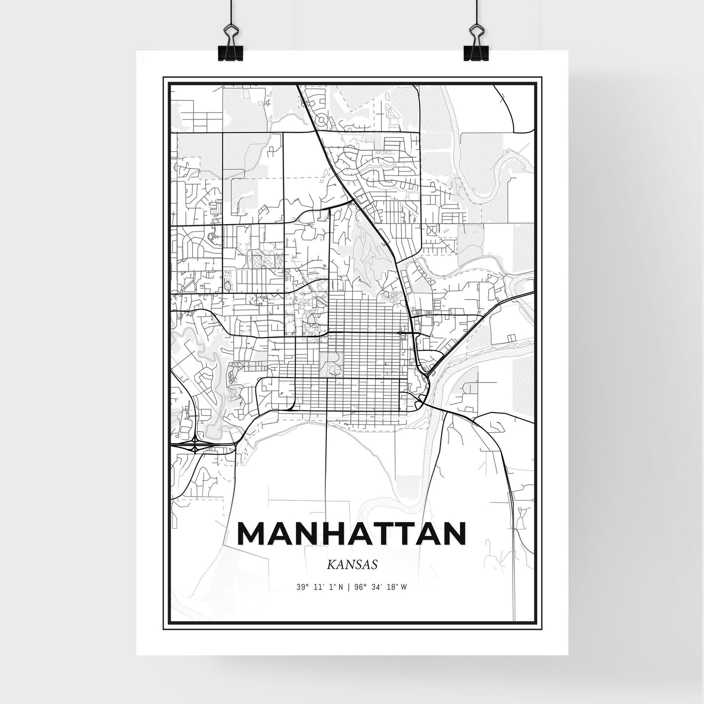 Manhattan Kansas - Premium City Map Poster