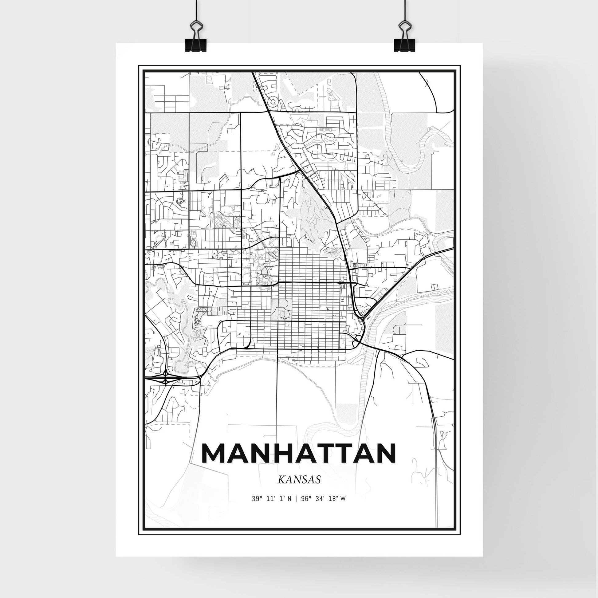 Manhattan Kansas - Premium City Map Poster