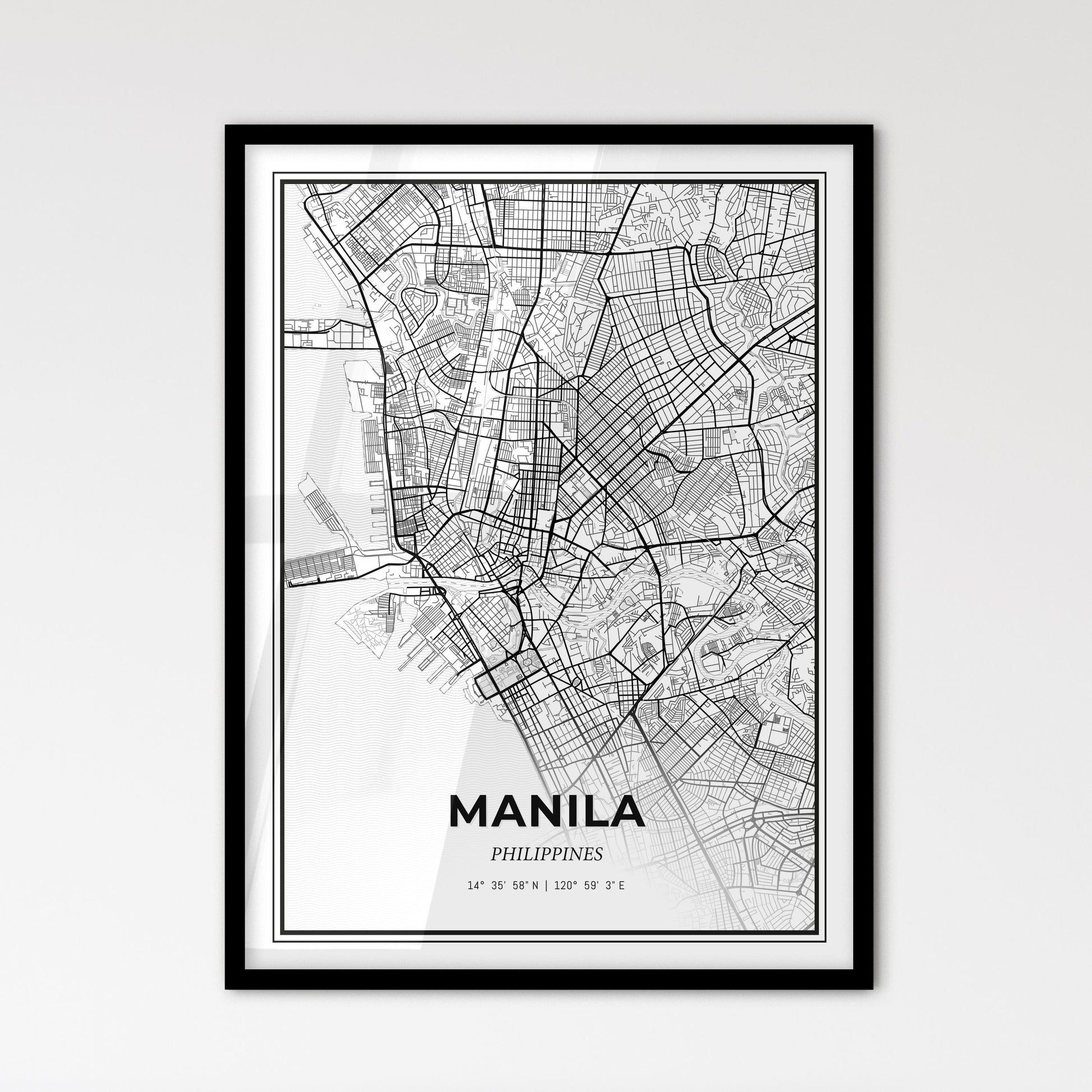 Manila Philippines - Scandinavian Style City Map for Modern Home Decor