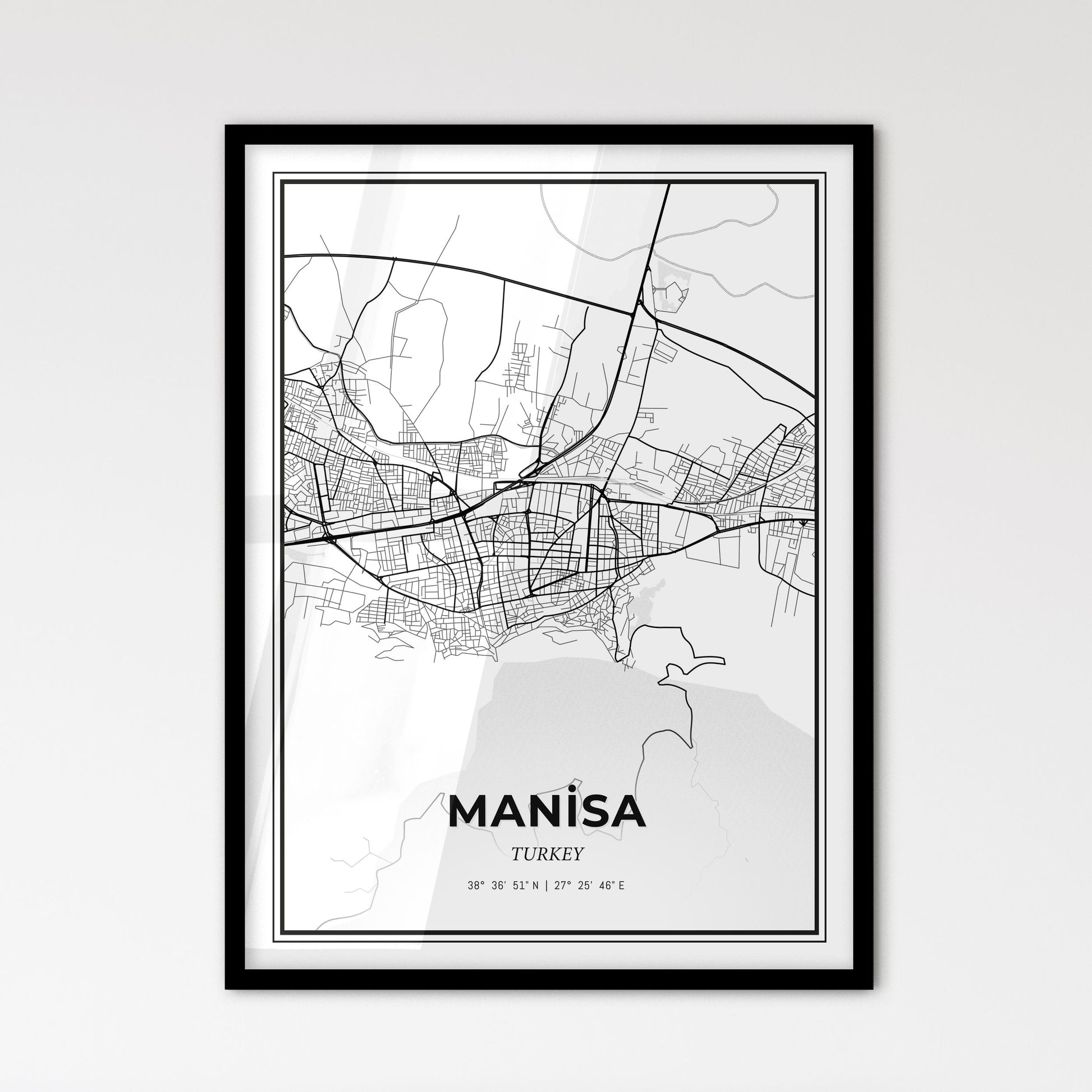 Manisa Turkey - Scandinavian Style City Map for Modern Home Decor