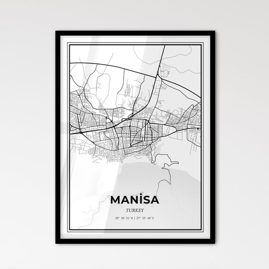 Manisa Turkey - Scandinavian Style City Map for Modern Home Decor