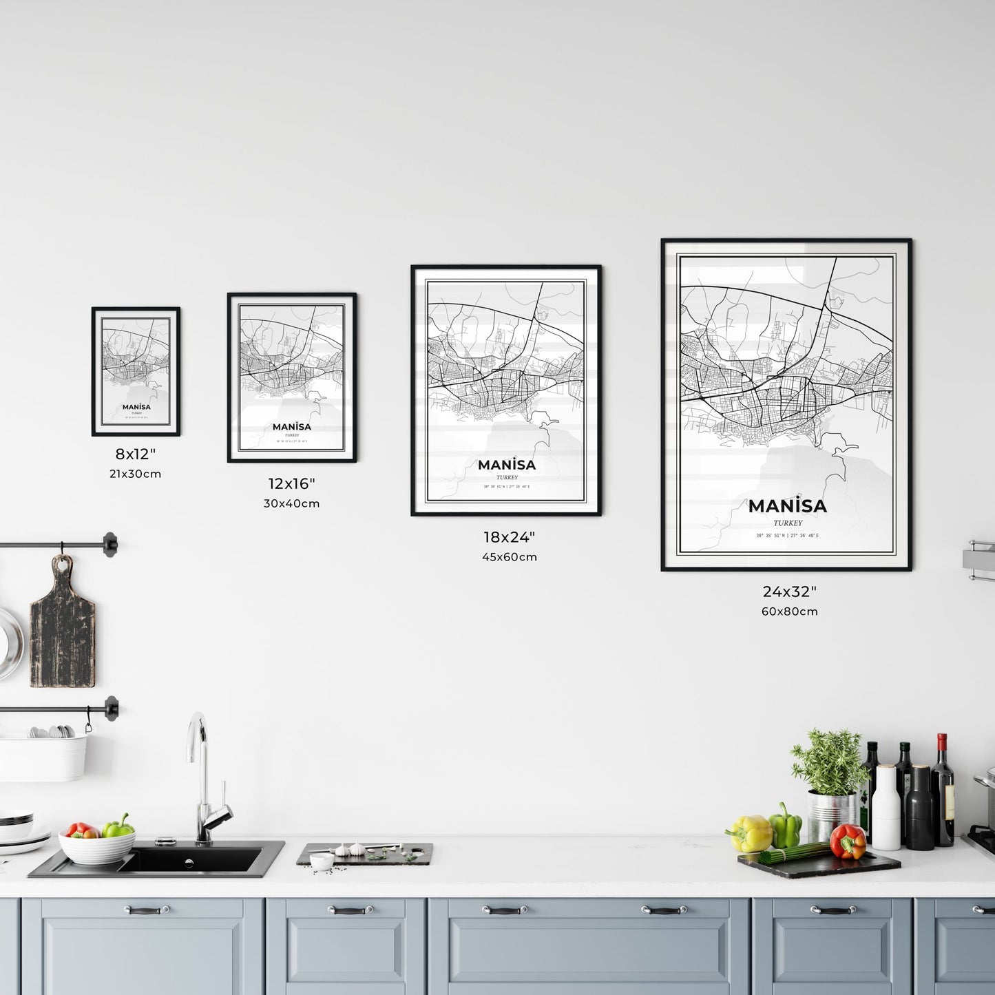 Manisa Turkey - Customizable Modern City Map