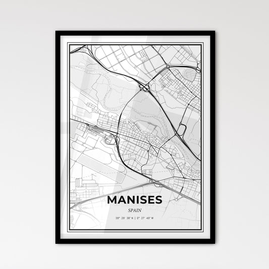 Manises Spain - Scandinavian Style City Map for Modern Home Decor