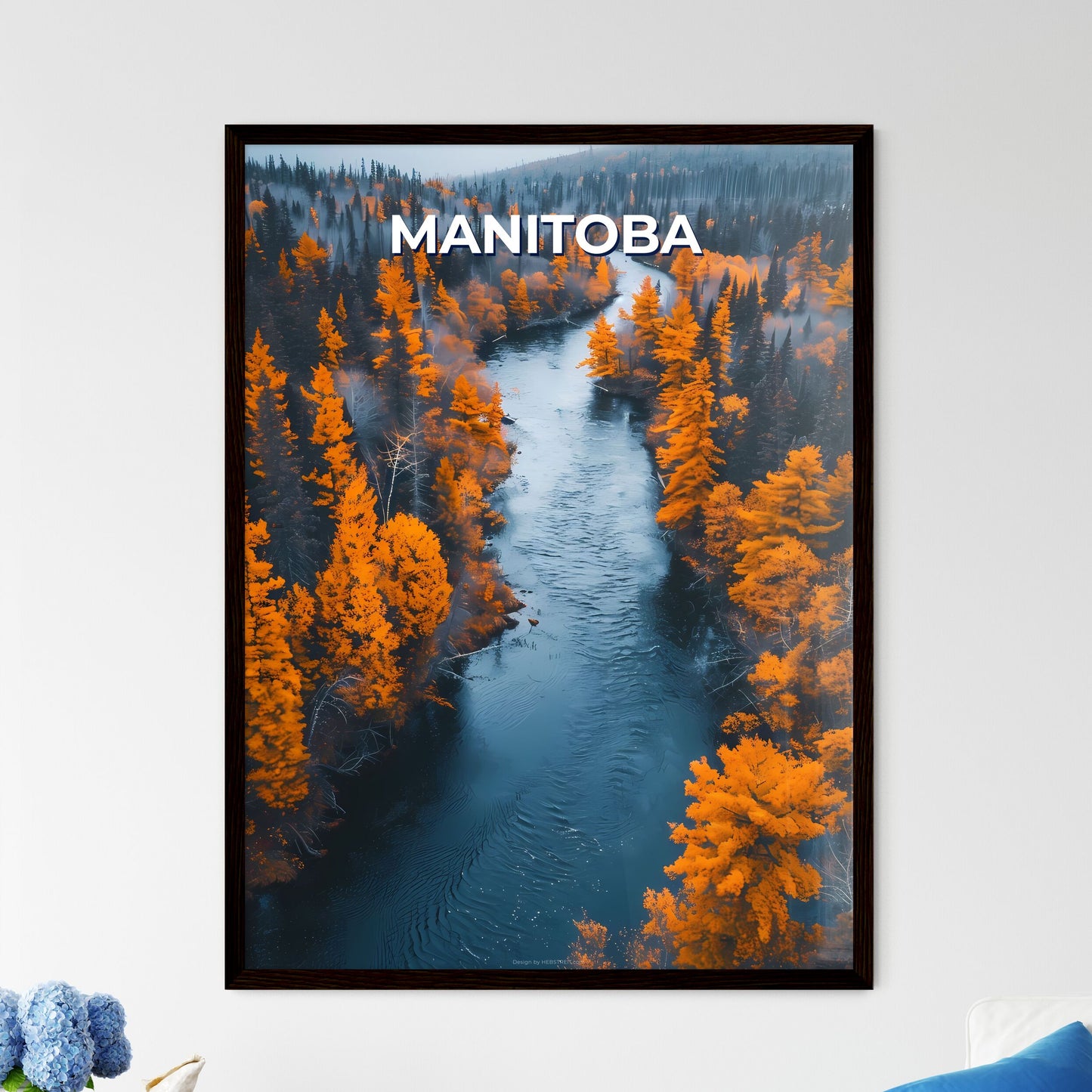 Manitoba River Landscape Forest Painting Vibrant Colors Artwork Wall Decor Nature Art