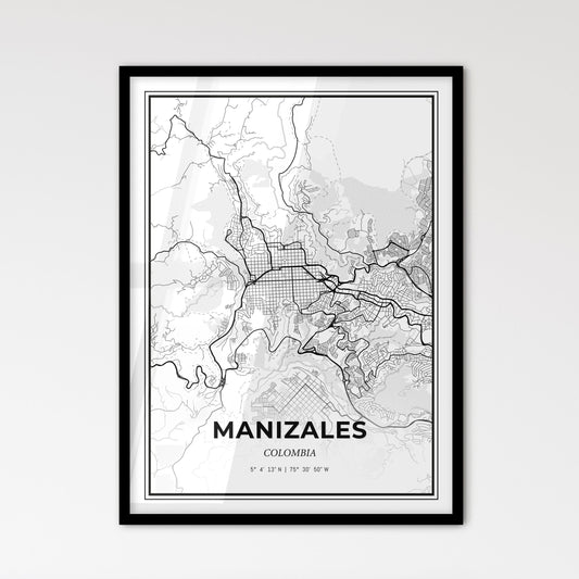 Manizales Colombia - Scandinavian Style City Map for Modern Home Decor