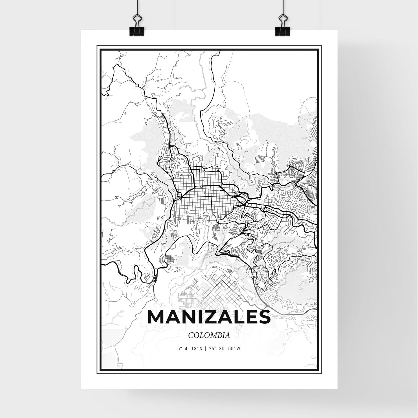 Manizales Colombia - Premium City Map Poster