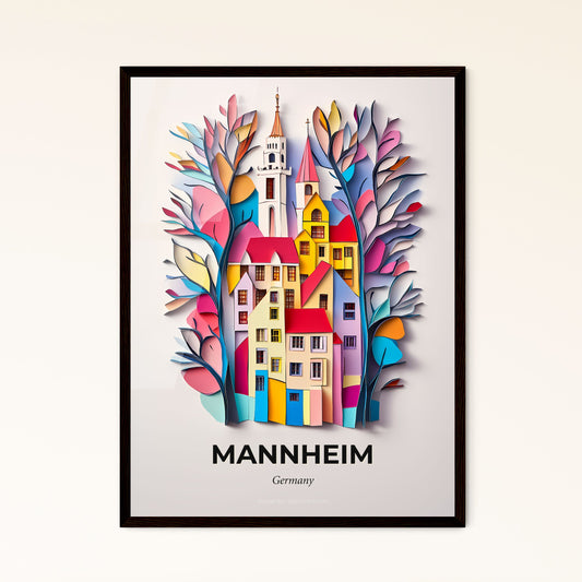 Vivid Mannheim, Germany - a paper cut of a city with a clock tower