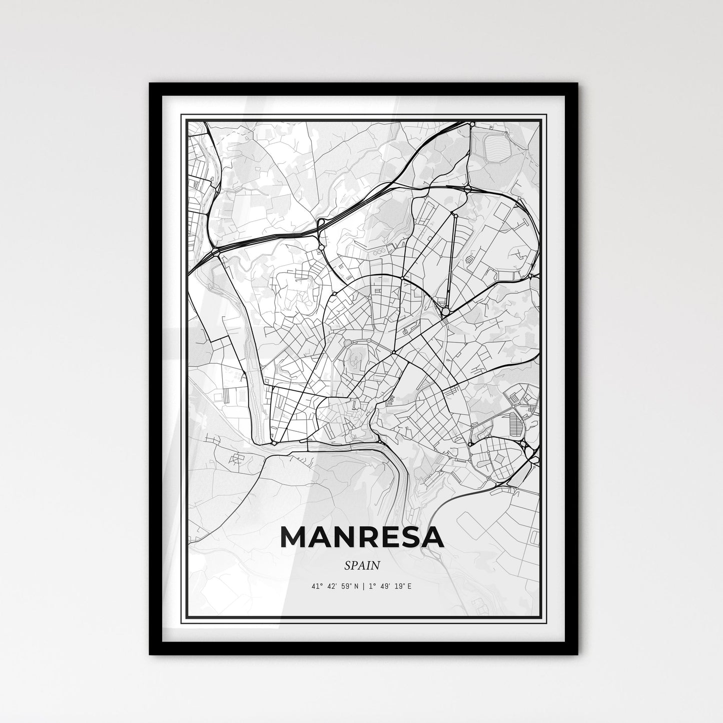 Manresa Spain - Scandinavian Style City Map for Modern Home Decor