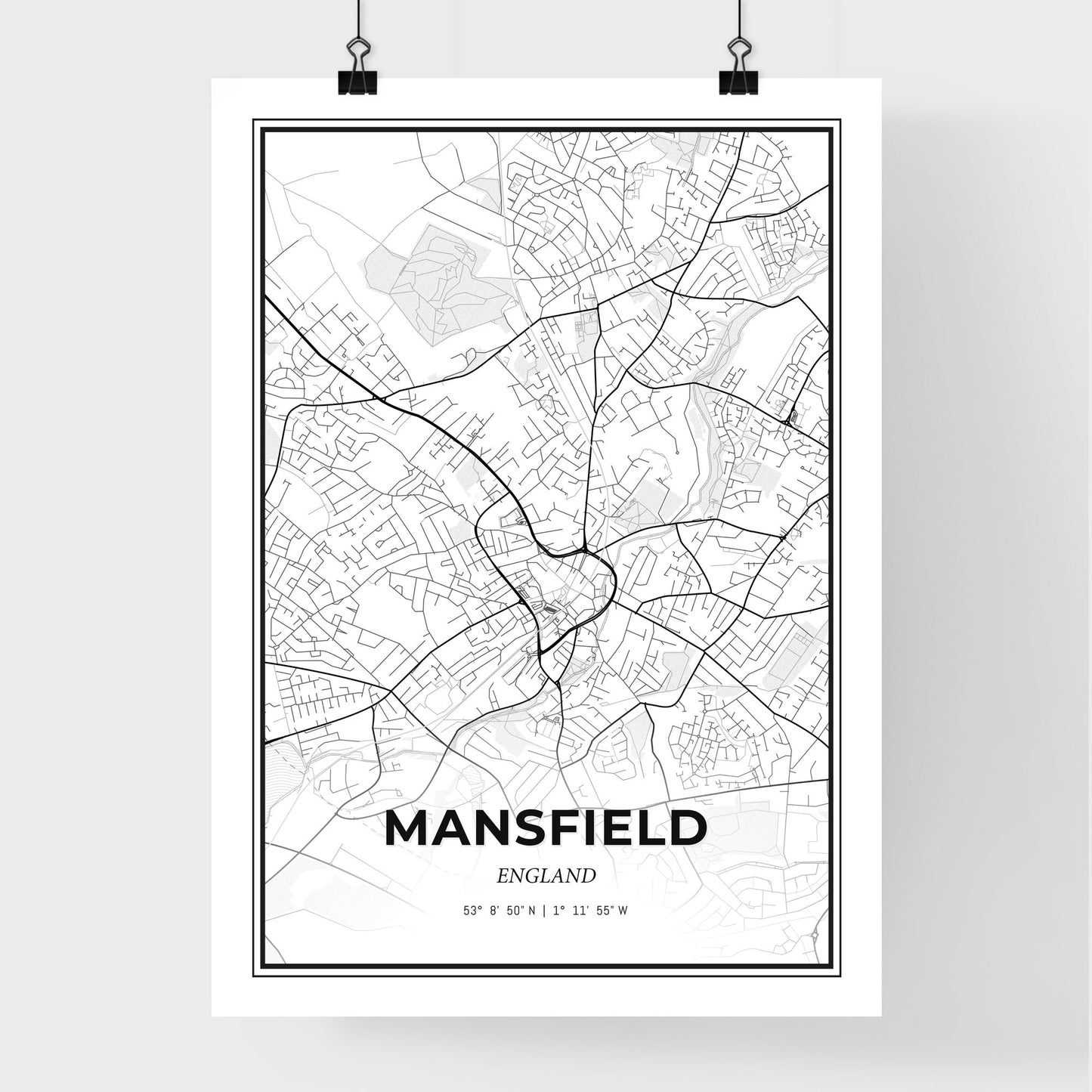 Mansfield England - Premium City Map Poster