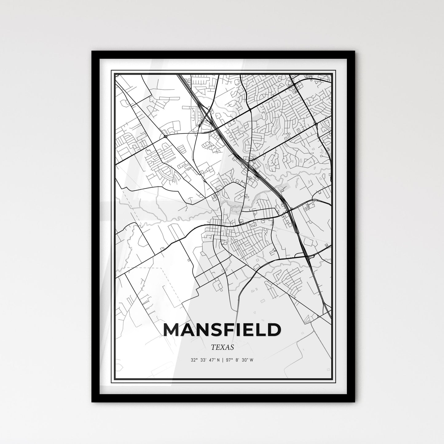 Mansfield Texas - Scandinavian Style City Map for Modern Home Decor