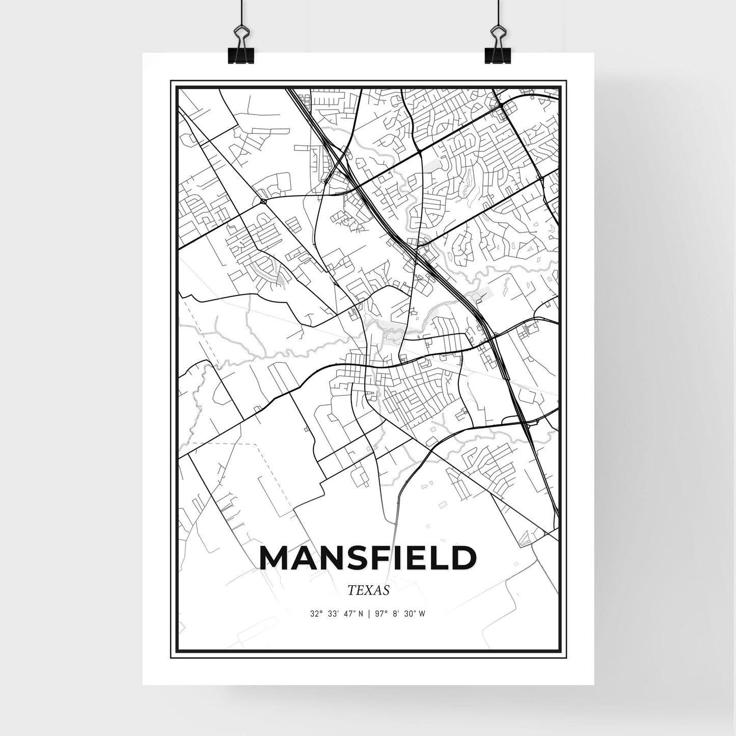 Mansfield Texas - Premium City Map Poster