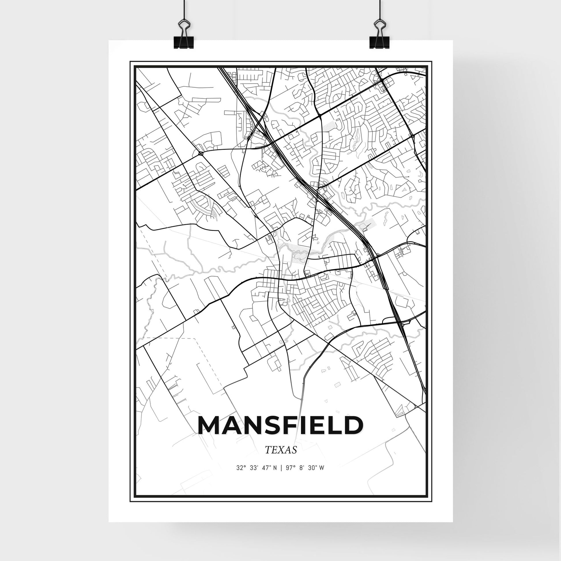 Mansfield Texas - Premium City Map Poster