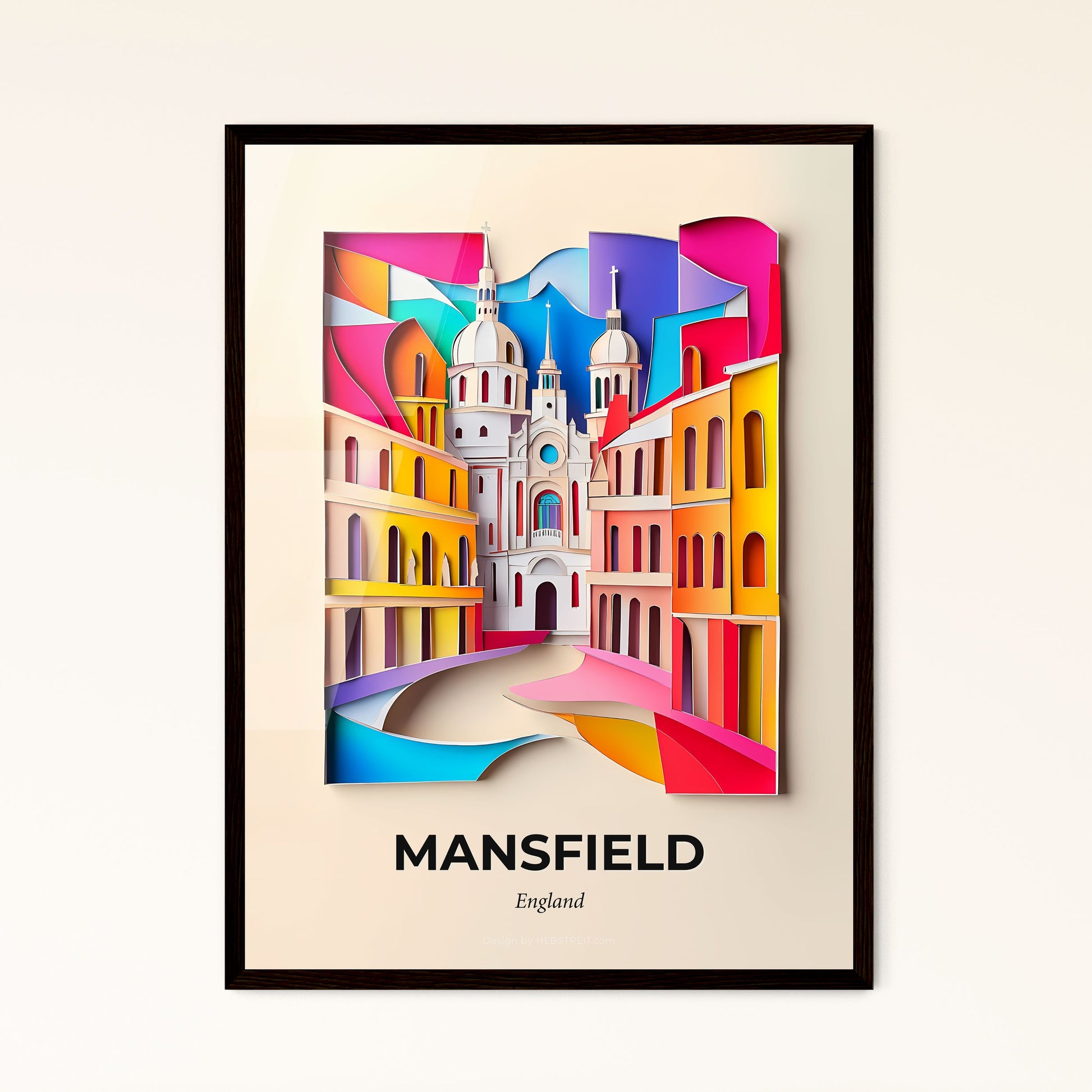 Vivid Mansfield, England - a colorful cityscape with a clock tower