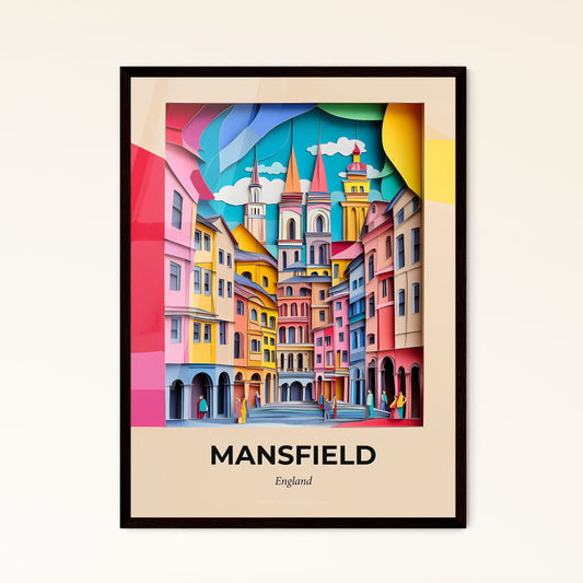 Vivid Mansfield, England - a colorful city with a clock tower and a rainbow colored building