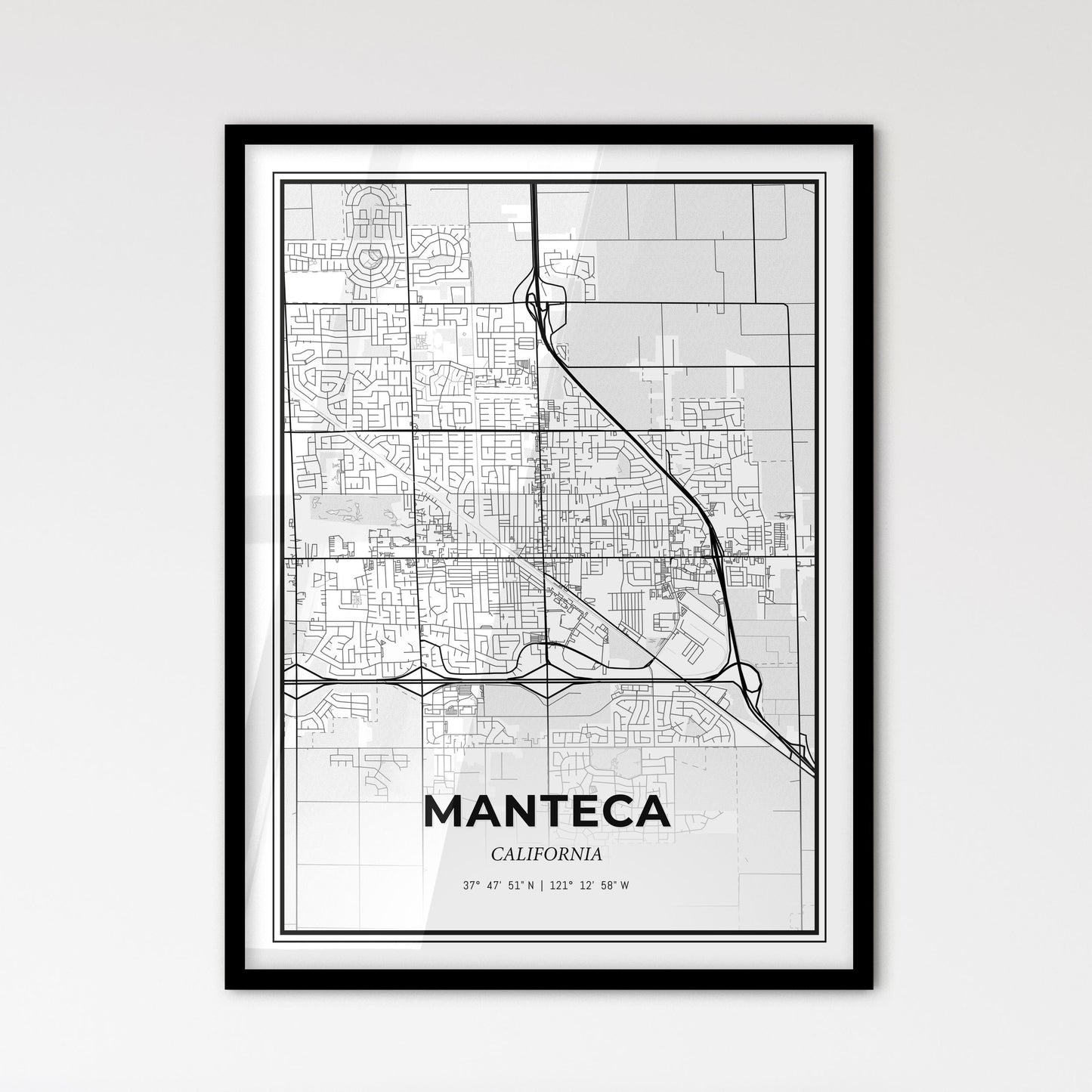 Manteca California - Scandinavian Style City Map for Modern Home Decor