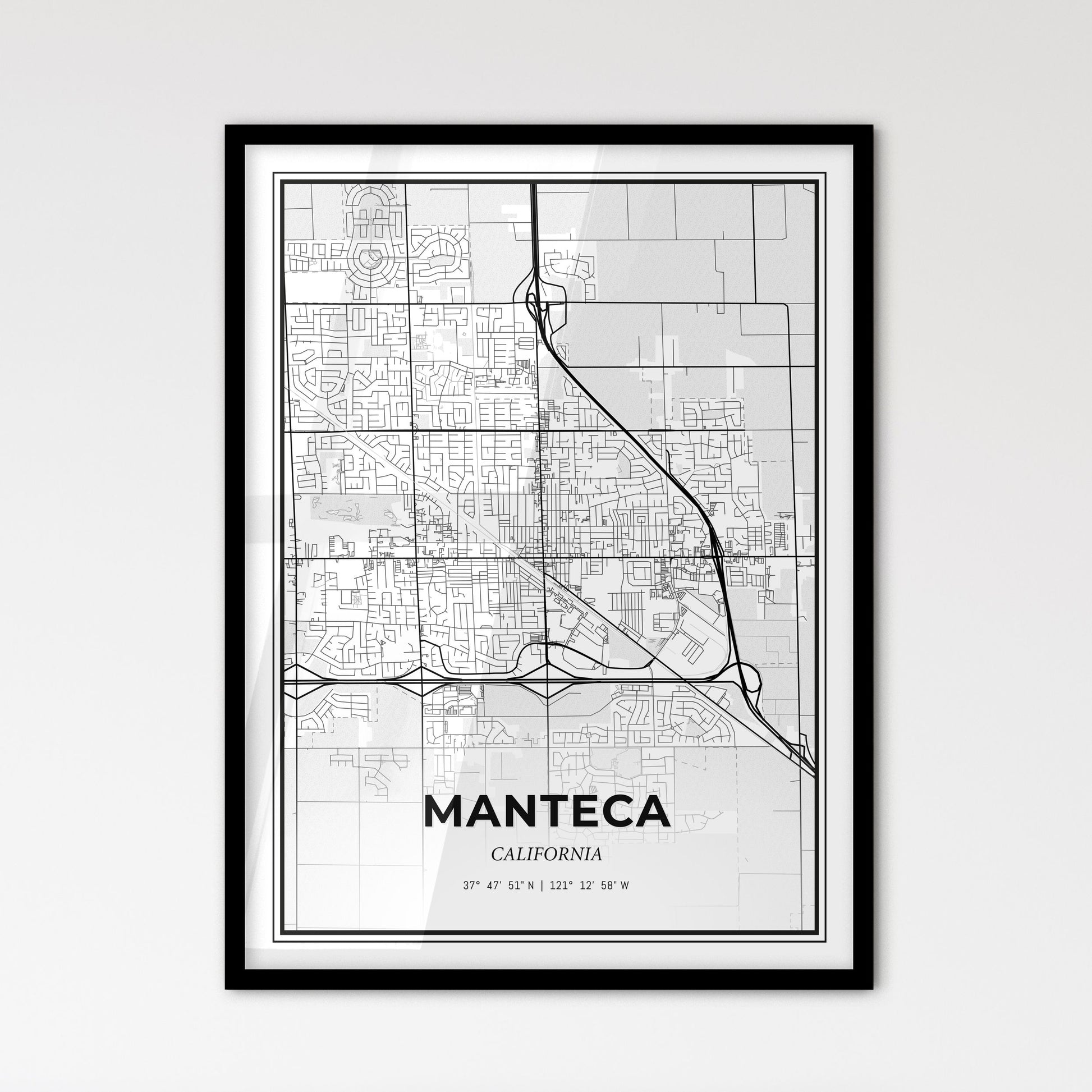 Manteca California - Scandinavian Style City Map for Modern Home Decor