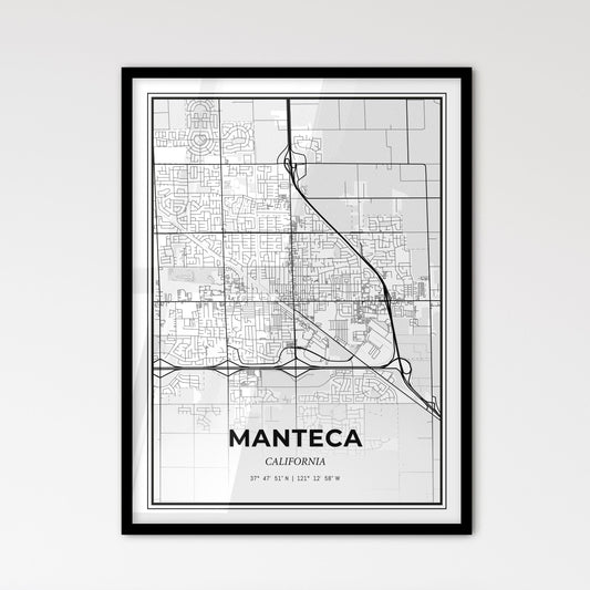 Manteca California - Scandinavian Style City Map for Modern Home Decor