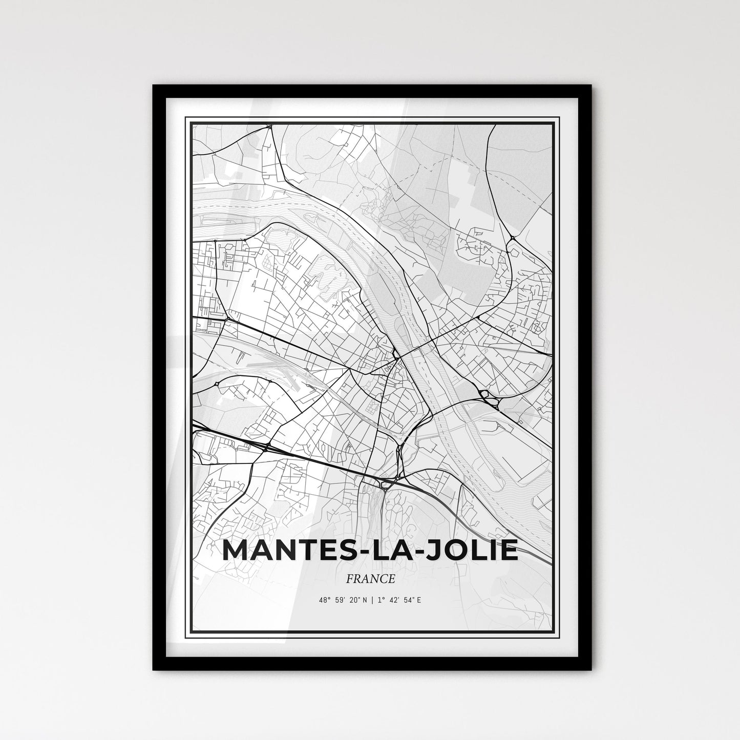 Mantes-la-Jolie France - Scandinavian Style City Map for Modern Home Decor