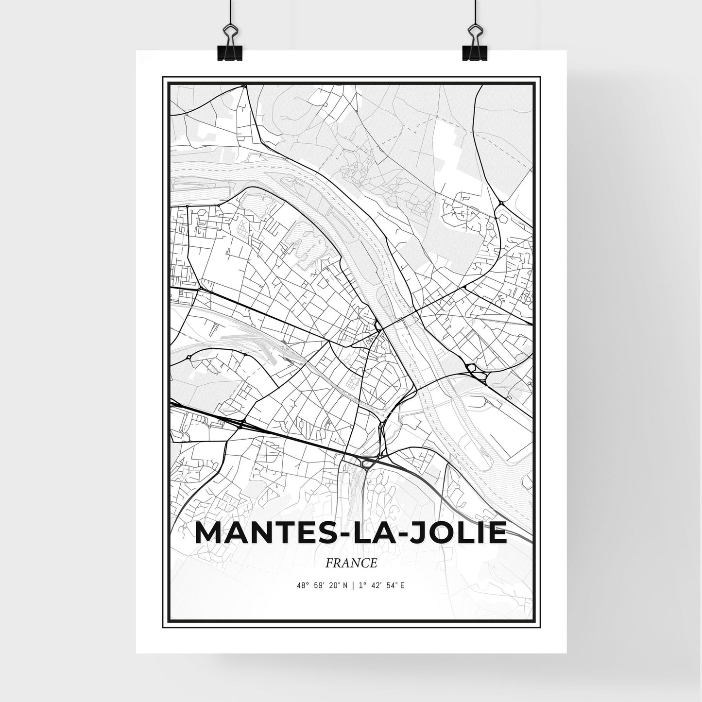 Mantes-la-Jolie France - Premium City Map Poster