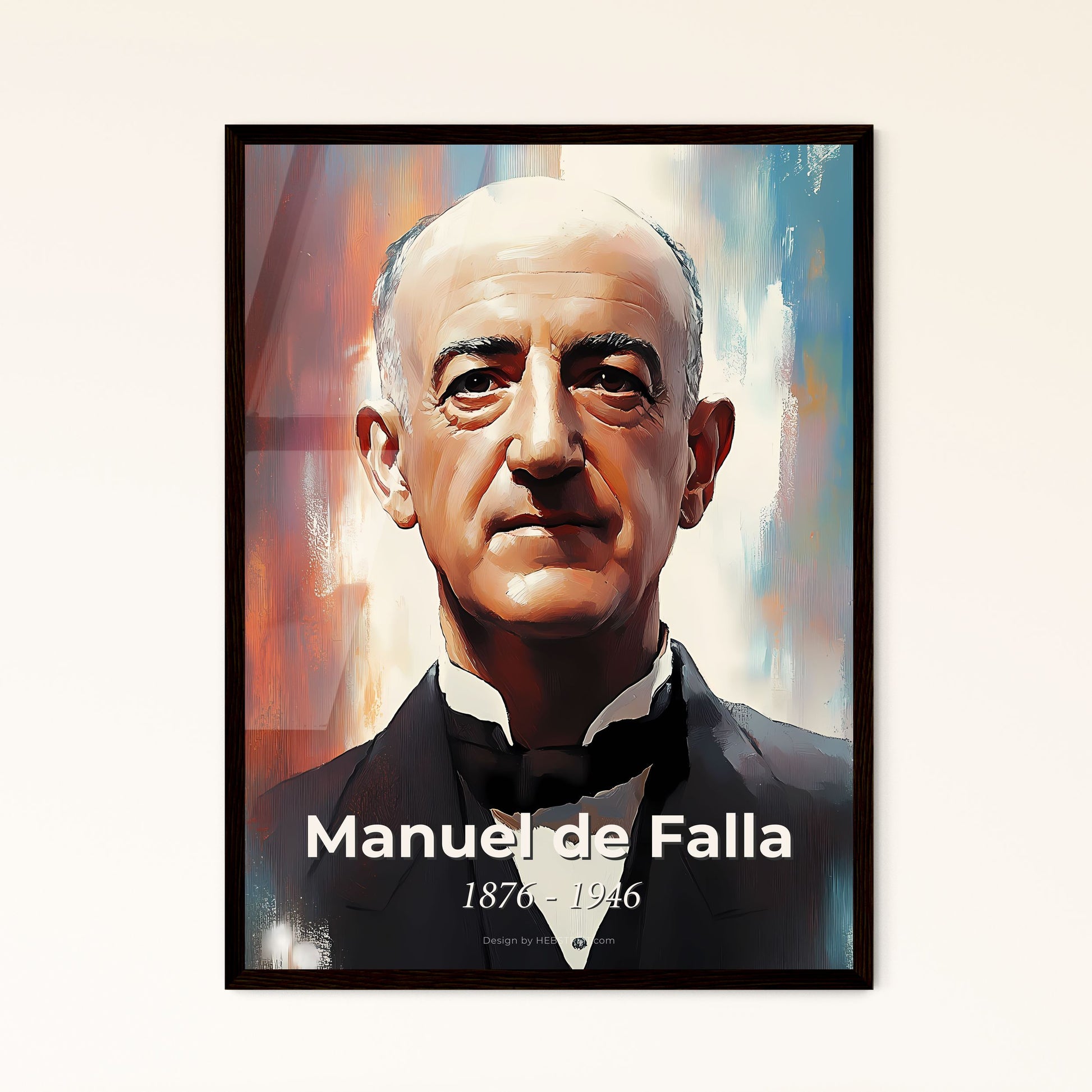 Portrait of Manuel de Falla, 1876 - 1946. Impressionistic painting of a man in a suit.