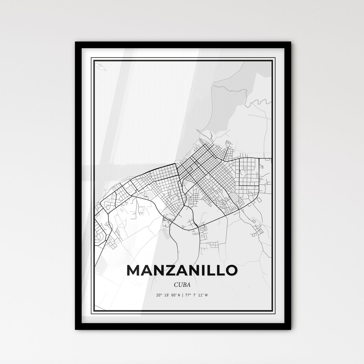 Manzanillo Cuba - Scandinavian Style City Map for Modern Home Decor