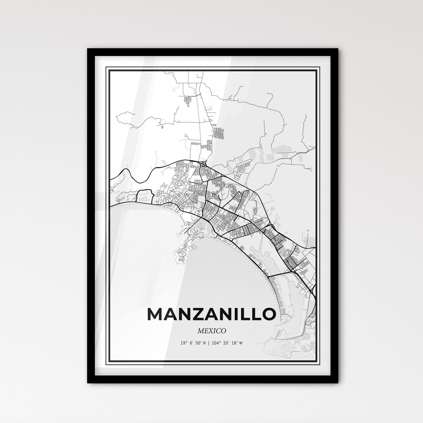 Manzanillo Mexico - Scandinavian Style City Map for Modern Home Decor