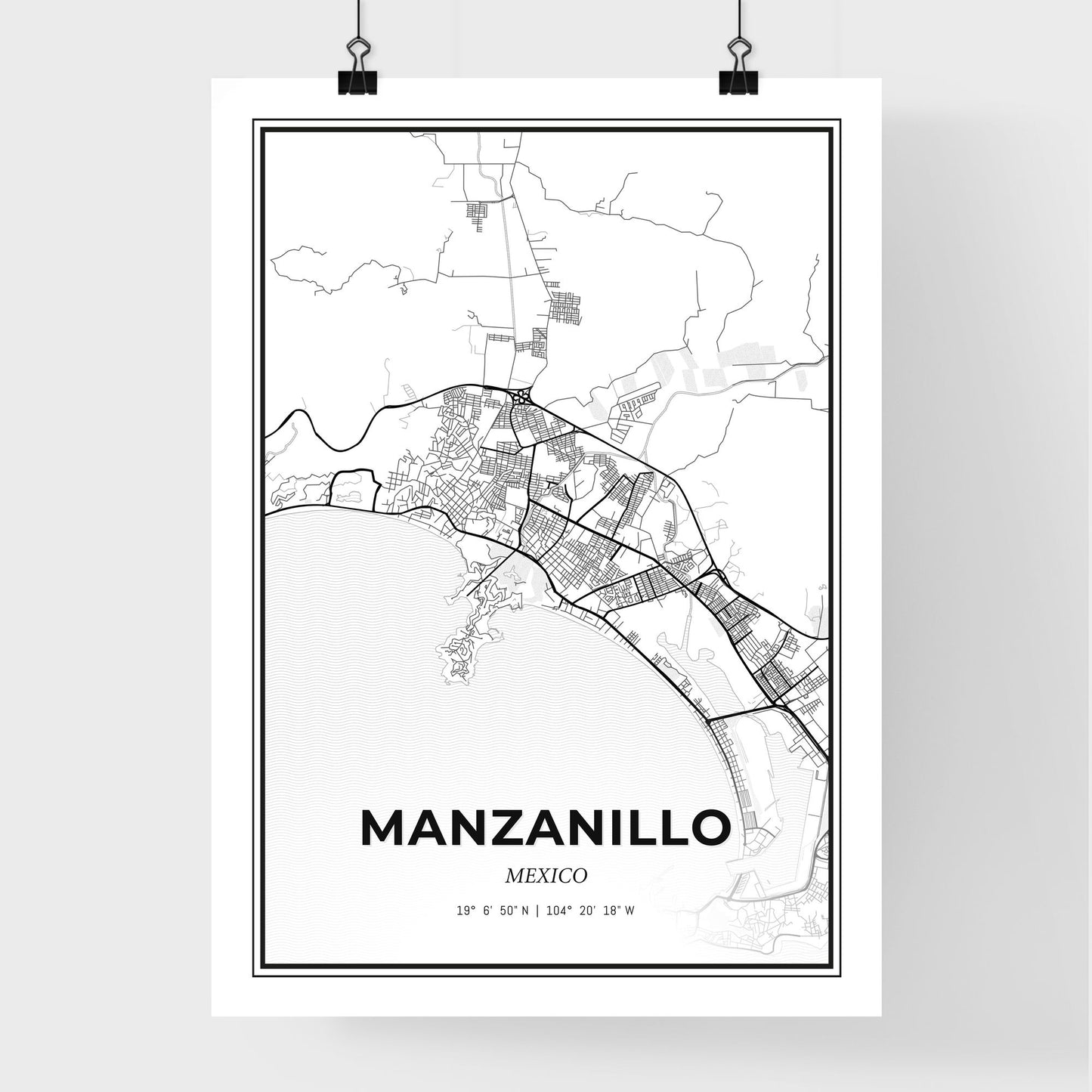 Manzanillo Mexico - Premium City Map Poster